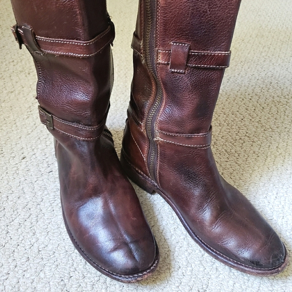 Bed Stu Cobbler Series Kitty Knee High Rustic Teak Leather Boots - Picture 3 of 16